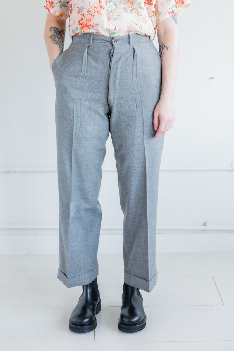 Vintage 1930s High Waisted Pleated Trousers