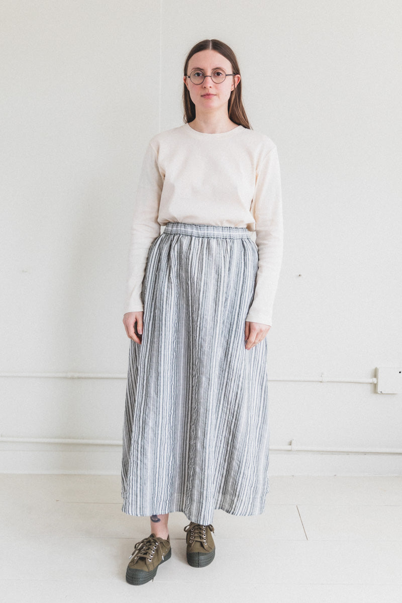 DAILY SKIRT IN GREEN AND WHITE STRIPE