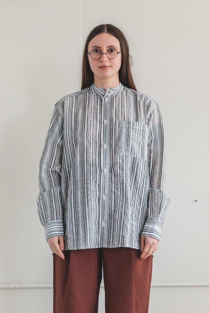 EDO SHIRT IN GREEN AND WHITE STRIPE